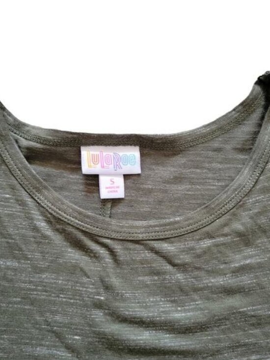 Lularoe Carly Heathered Green Short Sleeve Swing T-Shirt Dress Women Sz S - Picture 5 of 5